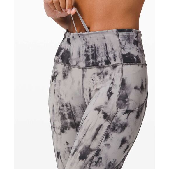 LULULEMON Fast and Free Tight II 25" Sz 4 Game Day Dark Chrome Black Multi - Picture 2 of 11